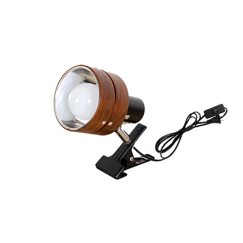 Houten Klemlamp Japanse Stijl Kleine Ronde Leeslamp met Klem en Stekker voor Bed | Boekenkast en Bureau