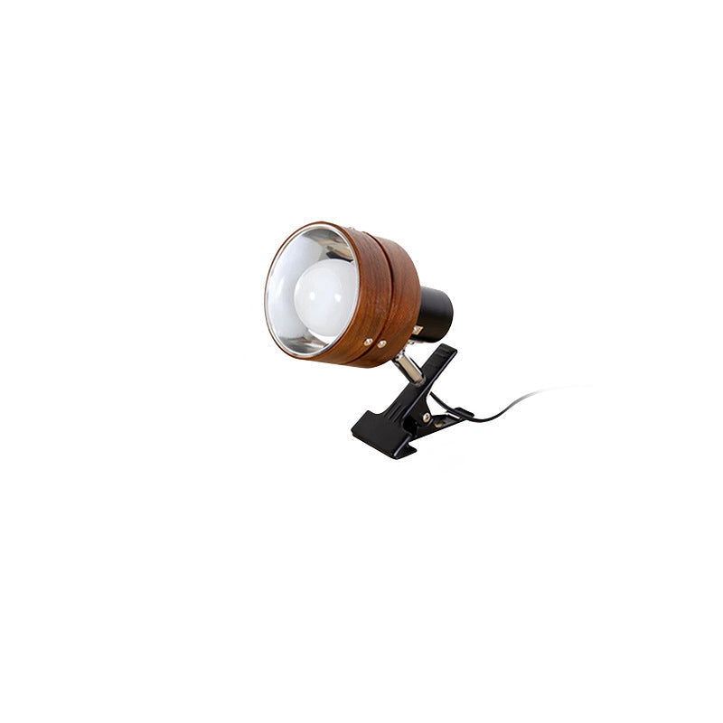 Houten Klemlamp Japanse Stijl Kleine Ronde Leeslamp met Klem en Stekker voor Bed | Boekenkast en Bureau