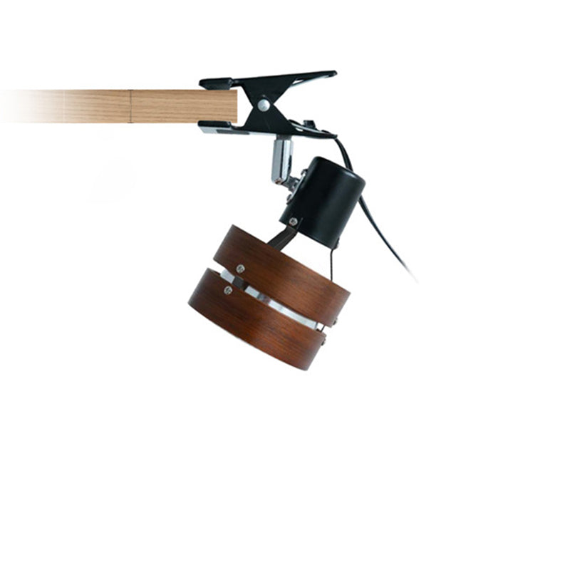 Houten Klemlamp Japanse Stijl Kleine Ronde Leeslamp met Klem en Stekker voor Bed | Boekenkast en Bureau