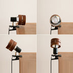 Houten Klemlamp Japanse Stijl Kleine Ronde Leeslamp met Klem en Stekker voor Bed | Boekenkast en Bureau