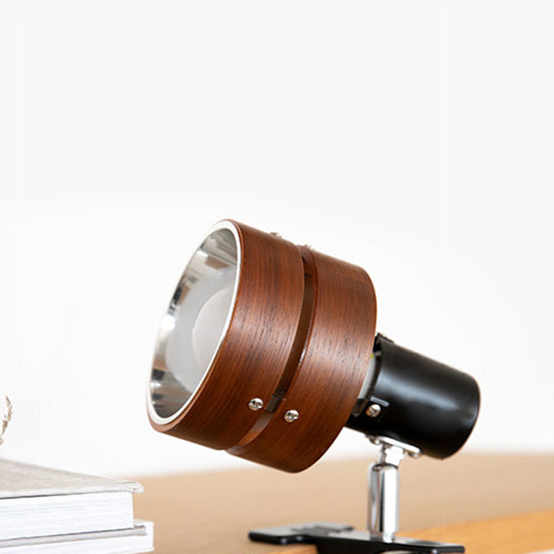 Houten Klemlamp Japanse Stijl Kleine Ronde Leeslamp met Klem en Stekker voor Bed | Boekenkast en Bureau