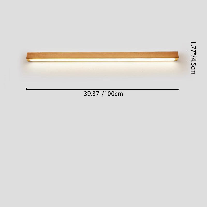 Houten LED Wandlamp Lange Lichtlijn Japanse Stijl Lineaire Wandverlichting met Eenzijdig of Tweezijdig Licht voor Slaapkamer | Hal en Gang