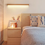 Houten LED Wandlamp Lange Lichtlijn Japanse Stijl Lineaire Wandverlichting met Eenzijdig of Tweezijdig Licht voor Slaapkamer | Hal en Gang
