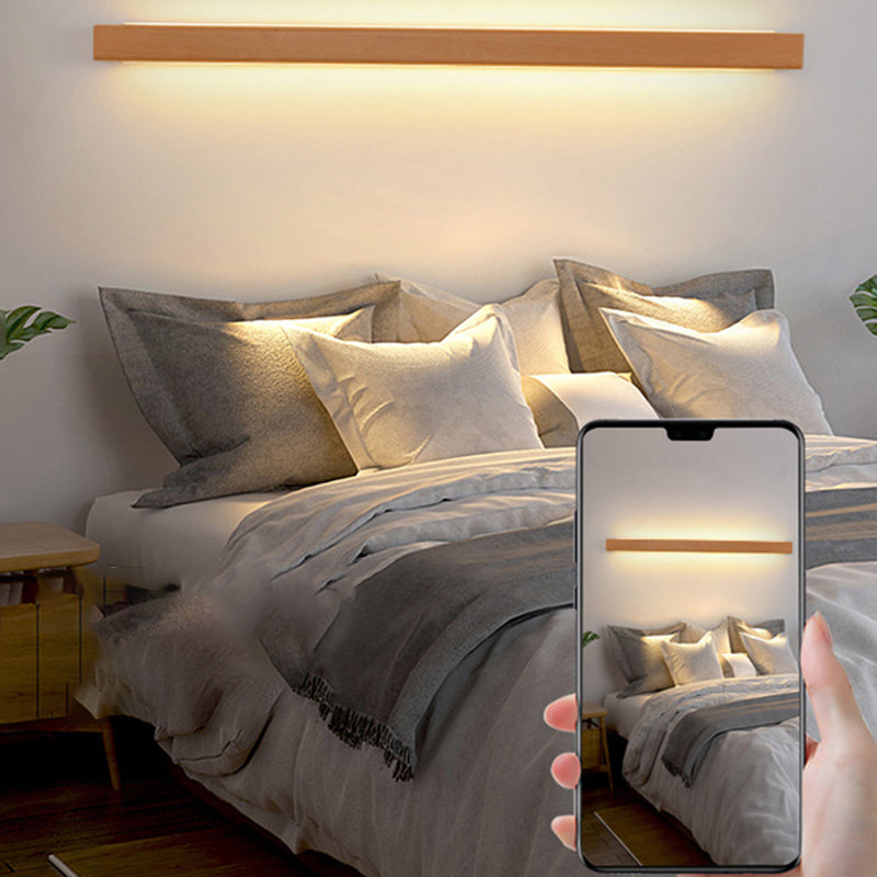 Houten LED Wandlamp Lange Lichtlijn Japanse Stijl Lineaire Wandverlichting met Eenzijdig of Tweezijdig Licht voor Slaapkamer | Hal en Gang