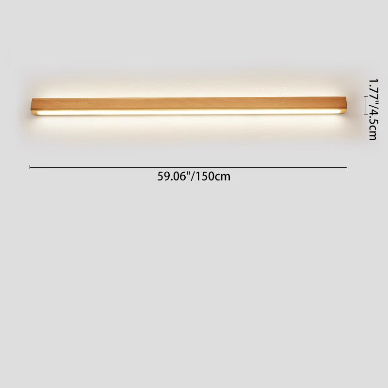 Houten LED Wandlamp Lange Lichtlijn Japanse Stijl Lineaire Wandverlichting met Eenzijdig of Tweezijdig Licht voor Slaapkamer | Hal en Gang