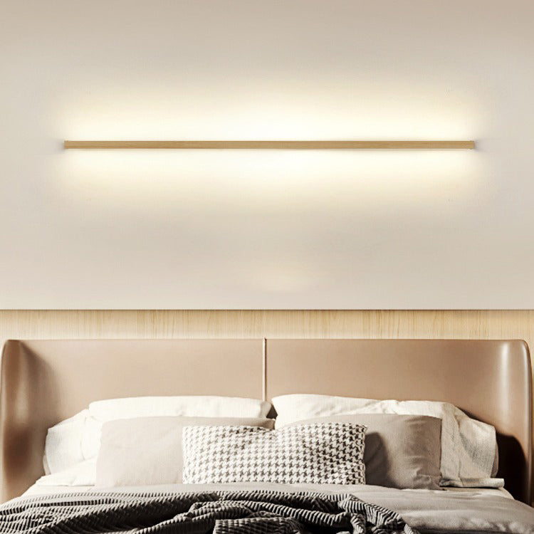 Houten LED Wandlamp Lange Lichtlijn Japanse Stijl Lineaire Wandverlichting met Eenzijdig of Tweezijdig Licht voor Slaapkamer | Hal en Gang