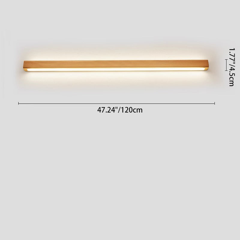 Houten LED Wandlamp Lange Lichtlijn Japanse Stijl Lineaire Wandverlichting met Eenzijdig of Tweezijdig Licht voor Slaapkamer | Hal en Gang