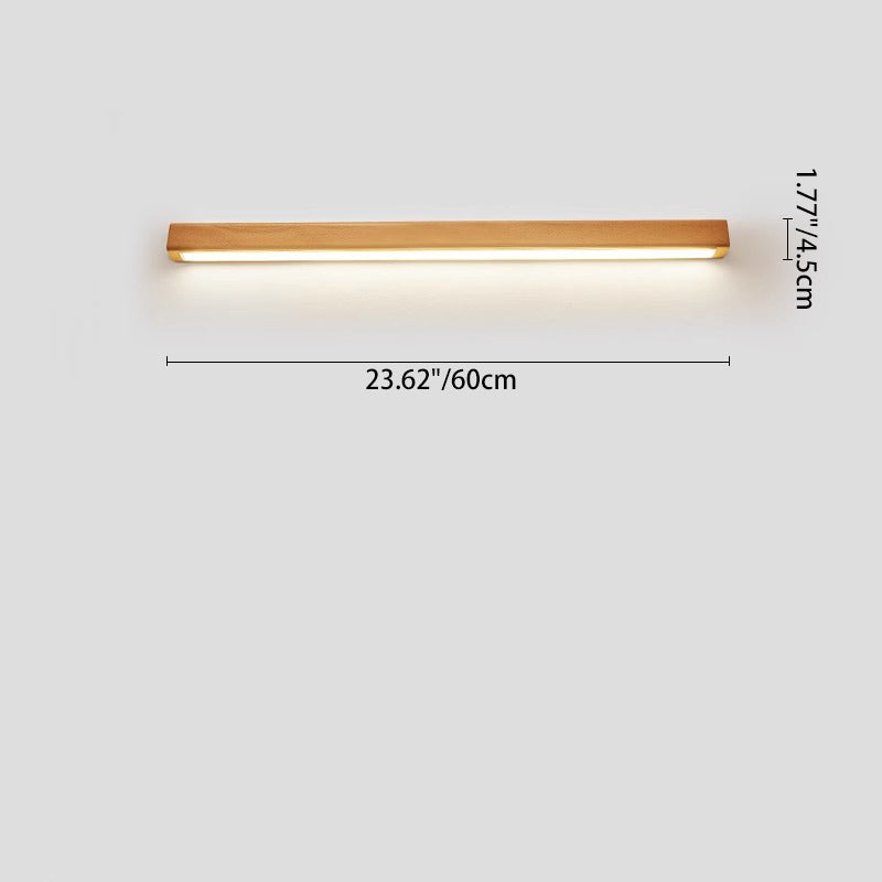 Houten LED Wandlamp Lange Lichtlijn Japanse Stijl Lineaire Wandverlichting met Eenzijdig of Tweezijdig Licht voor Slaapkamer | Hal en Gang