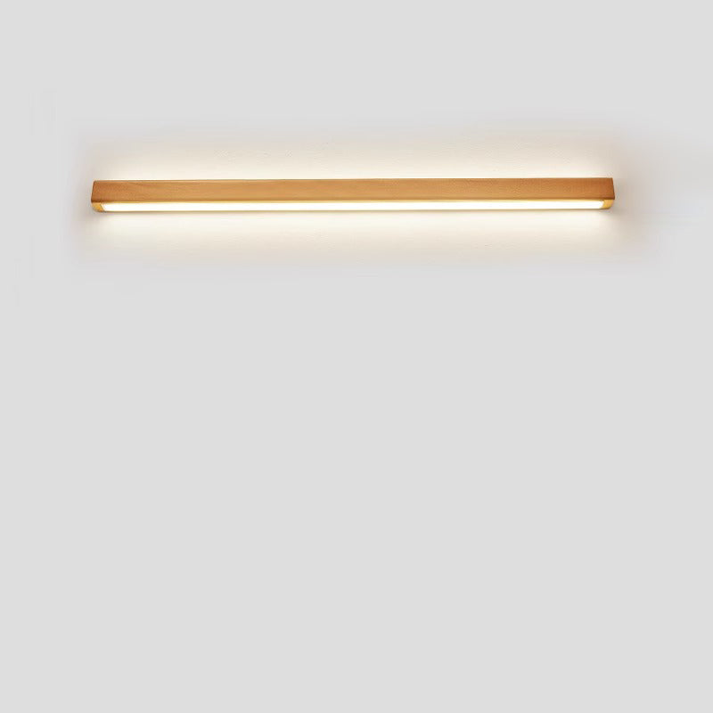 Houten LED Wandlamp Lange Lichtlijn Japanse Stijl Lineaire Wandverlichting met Eenzijdig of Tweezijdig Licht voor Slaapkamer | Hal en Gang