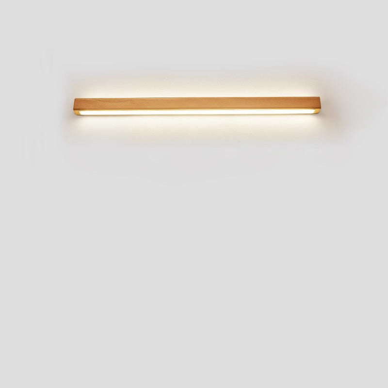 Houten LED Wandlamp Lange Lichtlijn Japanse Stijl Lineaire Wandverlichting met Eenzijdig of Tweezijdig Licht voor Slaapkamer | Hal en Gang