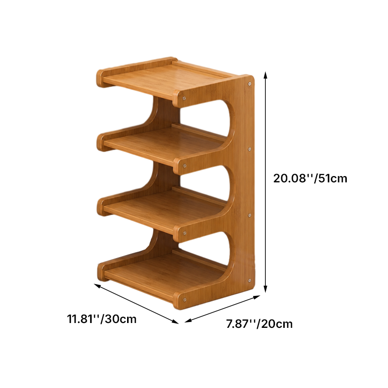 Bamboe Schoenenrek met Open Planken | Smal Scandinavisch Opbergrek voor Schoenen en Planten in Hal | Entree en Woonkamer