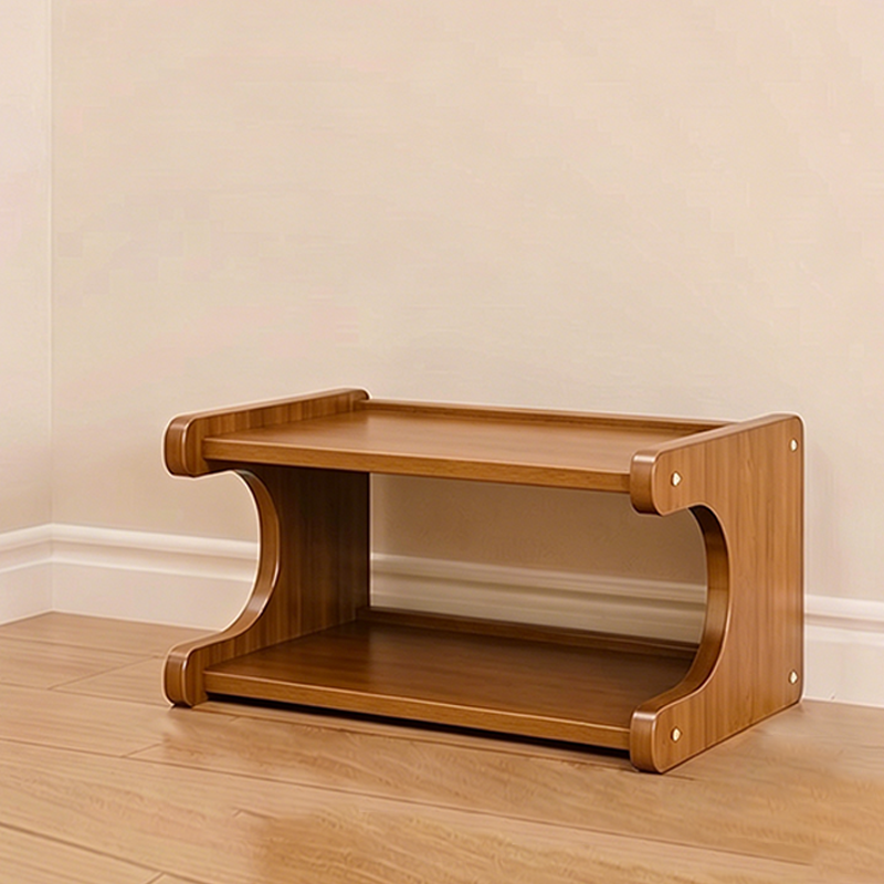 Bamboe Schoenenrek met Open Planken | Smal Scandinavisch Opbergrek voor Schoenen en Planten in Hal | Entree en Woonkamer