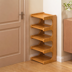 Bamboe Schoenenrek met Open Planken | Smal Scandinavisch Opbergrek voor Schoenen en Planten in Hal | Entree en Woonkamer