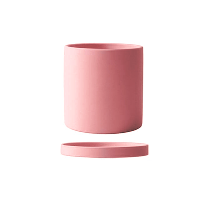 Keramische Bloempot met Schotel | Matte Plantenpot met Afvoergat voor Kamerplanten en Kruiden | Voor Binnen en Balkon