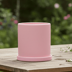 Keramische Bloempot met Schotel | Matte Plantenpot met Afvoergat voor Kamerplanten en Kruiden | Voor Binnen en Balkon