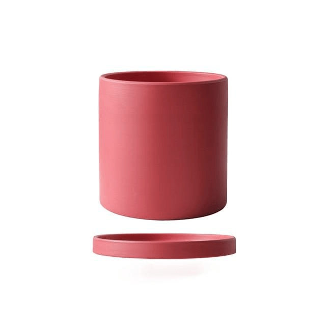 Keramische Bloempot met Schotel | Matte Plantenpot met Afvoergat voor Kamerplanten en Kruiden | Voor Binnen en Balkon