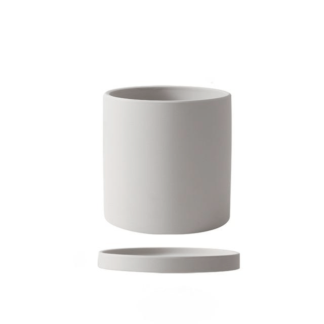 Keramische Bloempot met Schotel | Matte Plantenpot met Afvoergat voor Kamerplanten en Kruiden | Voor Binnen en Balkon
