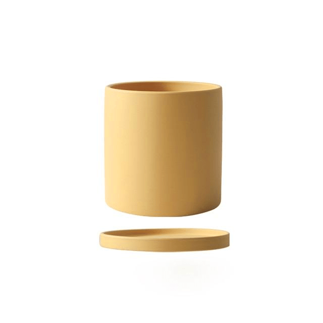 Keramische Bloempot met Schotel | Matte Plantenpot met Afvoergat voor Kamerplanten en Kruiden | Voor Binnen en Balkon