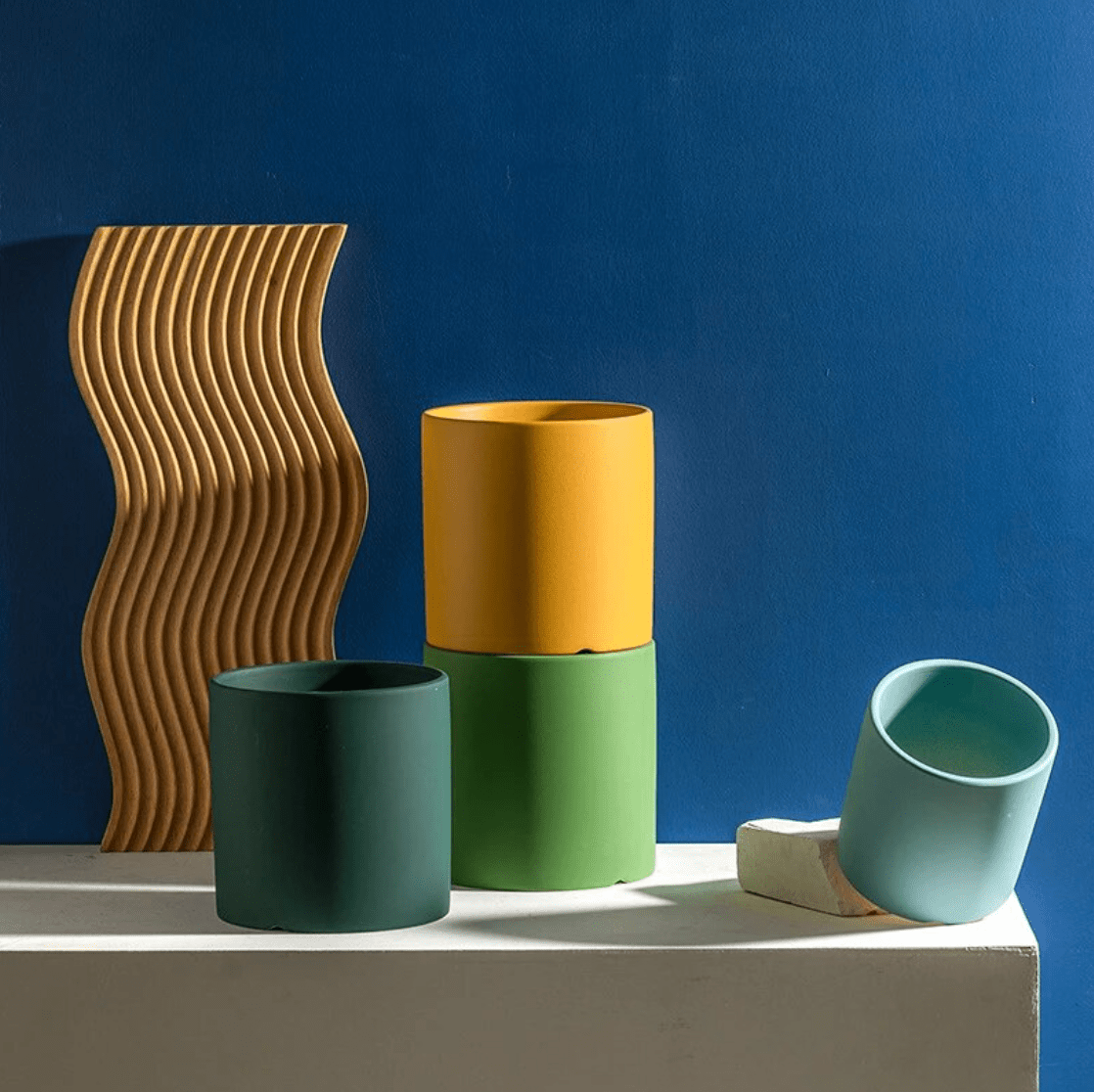 Keramische Bloempot met Schotel | Matte Plantenpot met Afvoergat voor Kamerplanten en Kruiden | Voor Binnen en Balkon