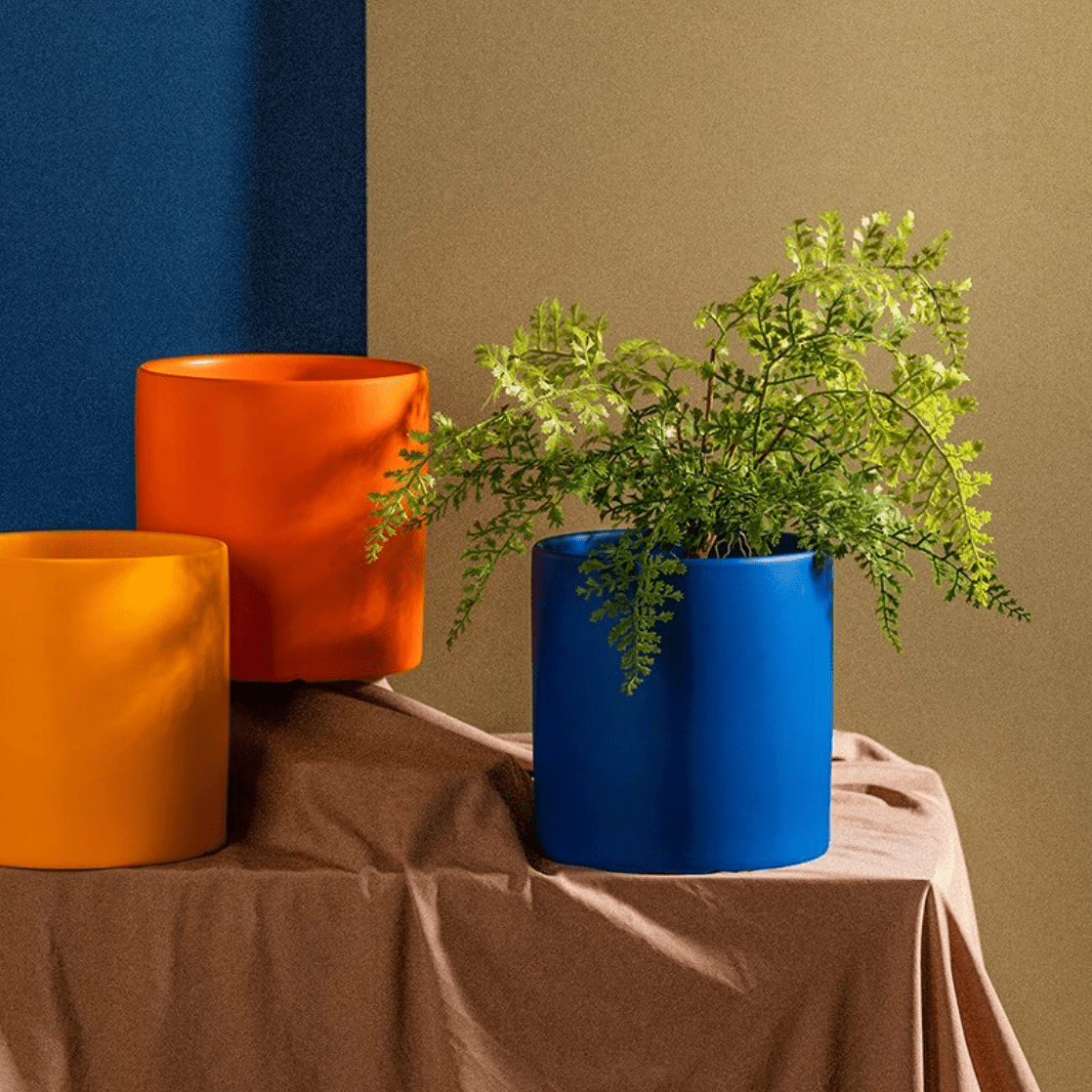 Keramische Bloempot met Schotel | Matte Plantenpot met Afvoergat voor Kamerplanten en Kruiden | Voor Binnen en Balkon