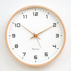 Ronde Houten Wandklok Geruisloos Quartz Uurwerk Minimalistische Klok met Glas en Grote Cijfers voor Woonkamer | Slaapkamer en Kantoor