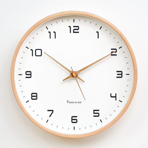 Ronde Houten Wandklok Geruisloos Quartz Uurwerk Minimalistische Klok met Glas en Grote Cijfers voor Woonkamer | Slaapkamer en Kantoor