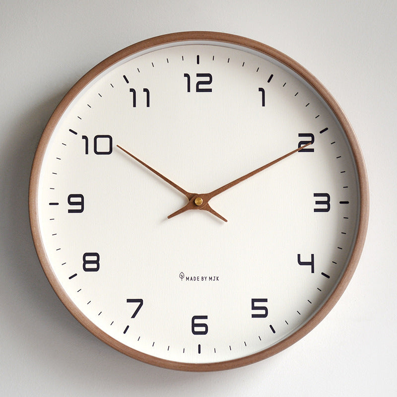 Ronde Houten Wandklok Geruisloos Quartz Uurwerk Minimalistische Klok met Glas en Grote Cijfers voor Woonkamer | Slaapkamer en Kantoor