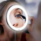 Vergrootspiegel met LED Verlichting en Zuignap Flexibele Make-up Spiegel met Vergroting op Batterijen voor Badkamer | Kaptafel en Bureau
