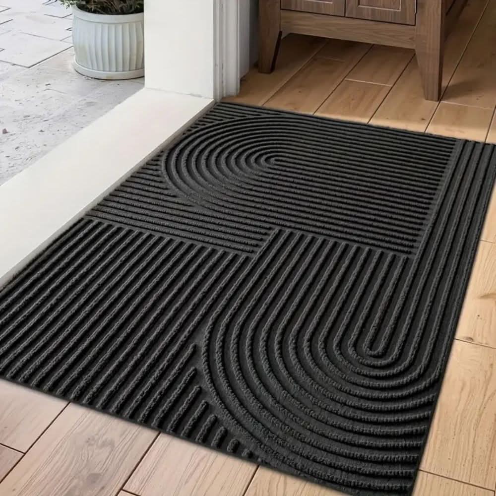 Absorberende Deurmat met Golvend Lijnenpatroon Wasbare Antislip Schoonloopmat voor Voordeur | Hal en Entree