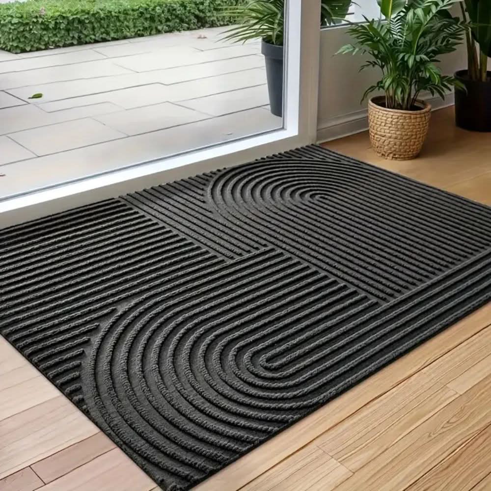 Absorberende Deurmat met Golvend Lijnenpatroon Wasbare Antislip Schoonloopmat voor Voordeur | Hal en Entree
