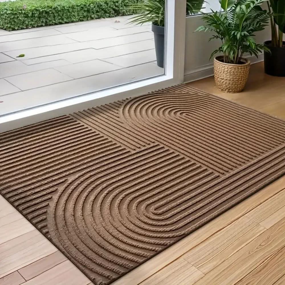 Absorberende Deurmat met Golvend Lijnenpatroon Wasbare Antislip Schoonloopmat voor Voordeur | Hal en Entree