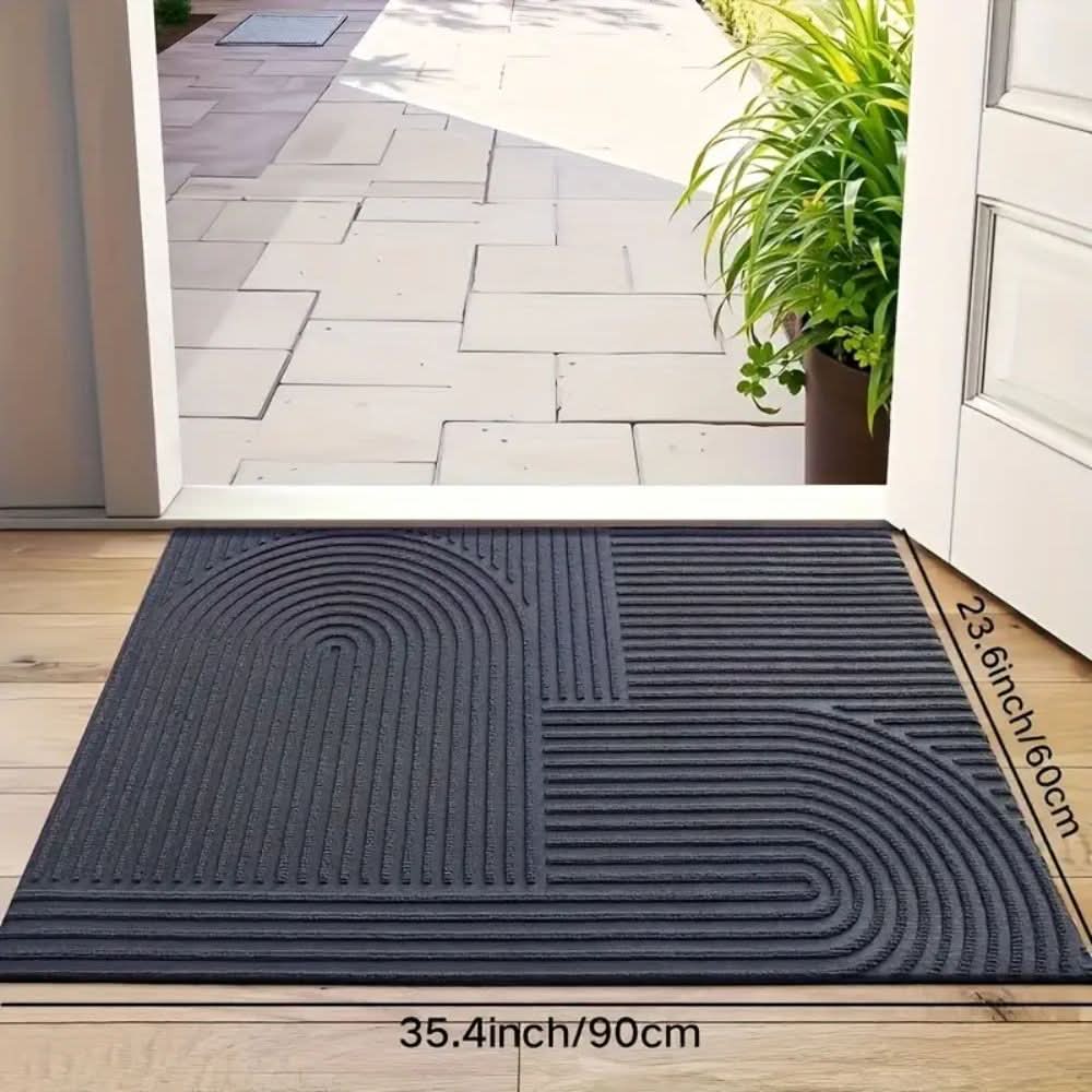 Absorberende Deurmat met Golvend Lijnenpatroon Wasbare Antislip Schoonloopmat voor Voordeur | Hal en Entree