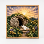 Christelijk Knutselpakket Stofkunst in Reliëf | Prikpakket met Voorgeperforeerd Bord en Stofjes voor Wanddecoratie Zonder Naaien