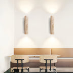 Japandi Travertijn Wandlamp LED met Licht naar Boven en Beneden Natuursteen Wandverlichting met Warme Gloed voor Hal | Slaapkamer en Woonkamer