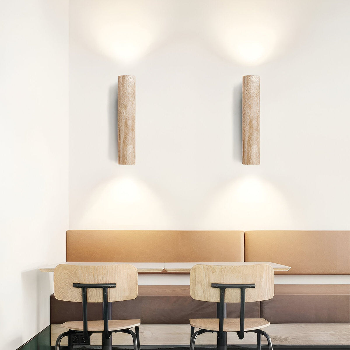 Japandi Travertijn Wandlamp LED met Licht naar Boven en Beneden Natuursteen Wandverlichting met Warme Gloed voor Hal | Slaapkamer en Woonkamer