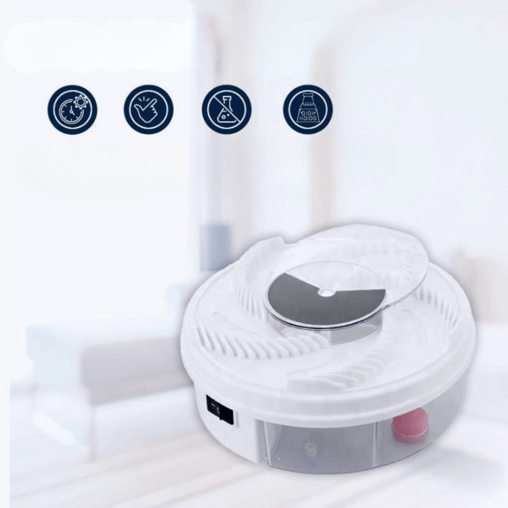 Elektrische Vliegenvanger zonder Chemicaliën Stille Vliegenval op USB met Uitneembare Opvangbak voor Keuken | Woonkamer en Tuin