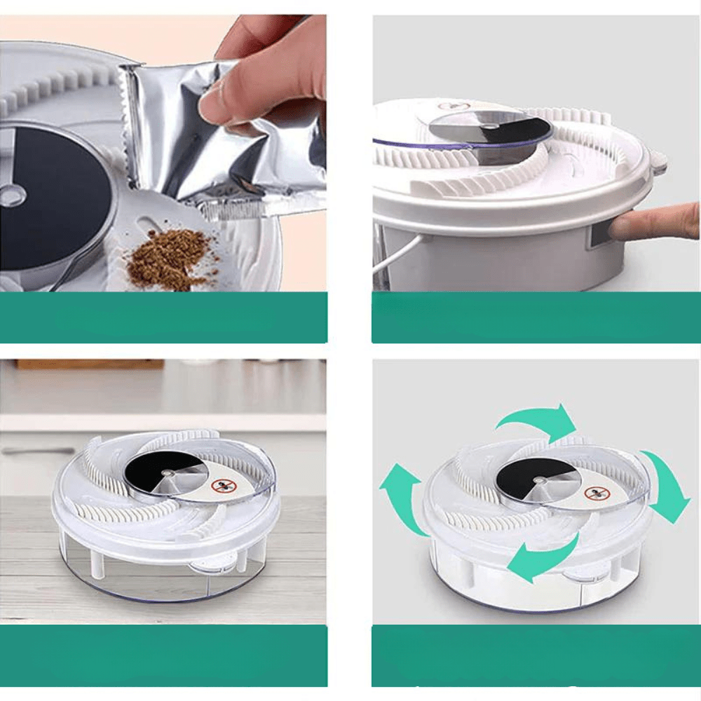 Elektrische Vliegenvanger zonder Chemicaliën Stille Vliegenval op USB met Uitneembare Opvangbak voor Keuken | Woonkamer en Tuin