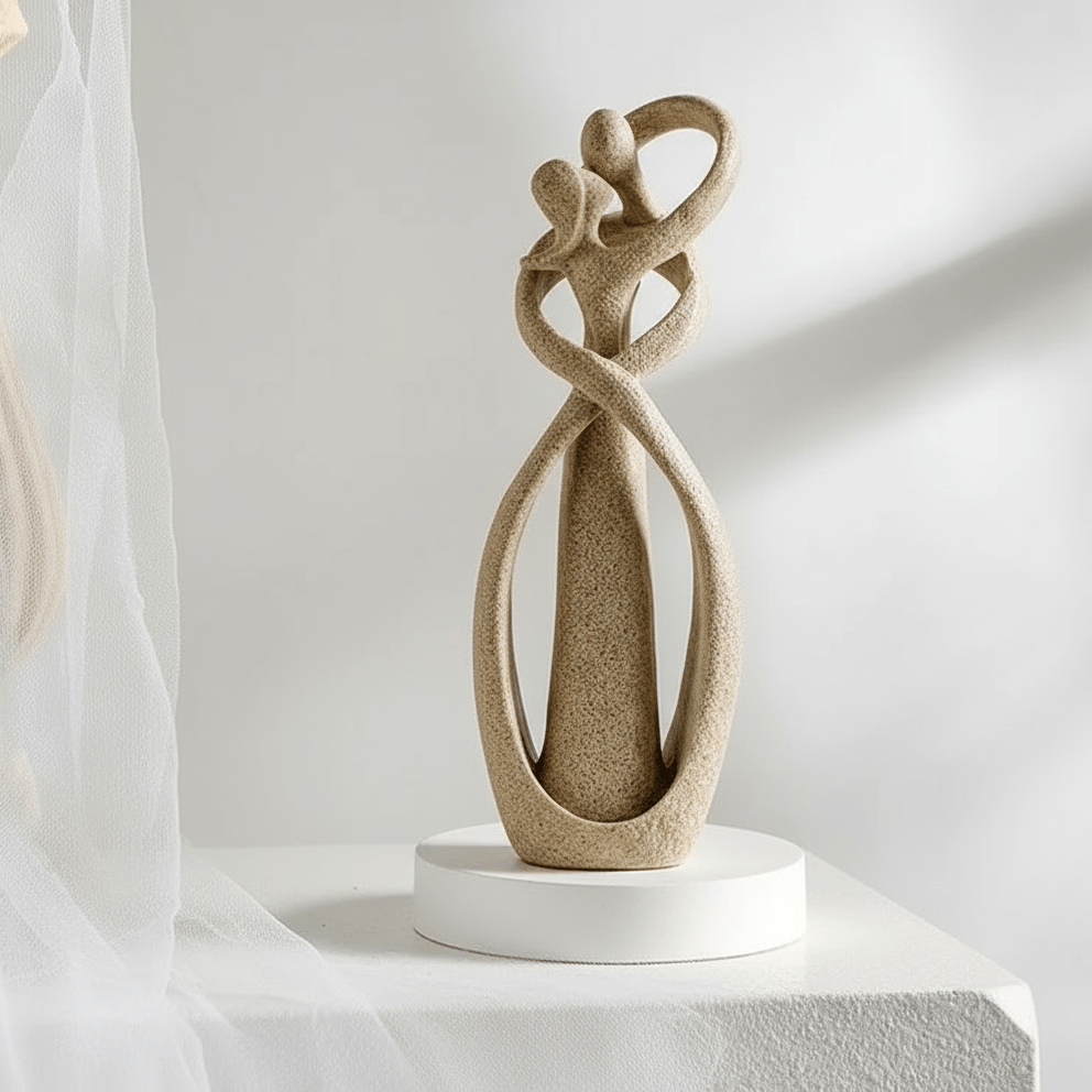 Abstract Beeld van een Omhelzend Koppel Moderne Decoratieve Sculptuur van Kunsthars als Woonaccessoire voor Woonkamer | Slaapkamer en Kantoor
