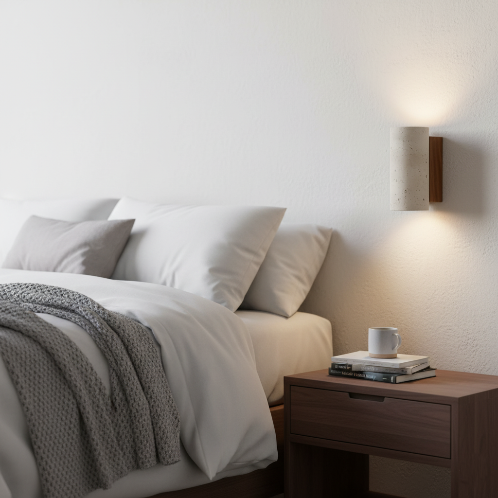 Japandi Travertijn Wandlamp LED met Licht naar Boven en Beneden Natuursteen Wandverlichting met Warme Gloed voor Hal | Slaapkamer en Woonkamer
