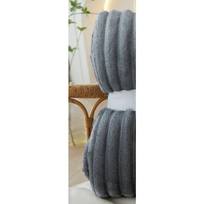 Zachte Fleece Plaid met Brede Streepstructuur Flanellen Deken Warme Woondeken voor Bank | Bed en Woonkamer