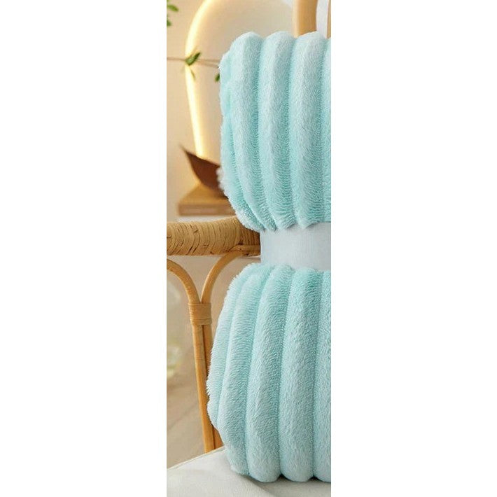 Zachte Fleece Plaid met Brede Streepstructuur Flanellen Deken Warme Woondeken voor Bank | Bed en Woonkamer