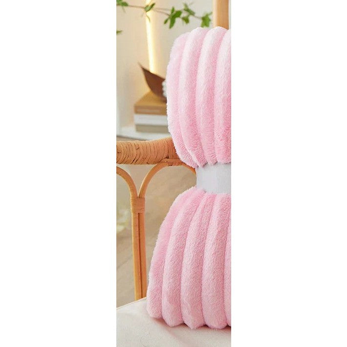 Zachte Fleece Plaid met Brede Streepstructuur Flanellen Deken Warme Woondeken voor Bank | Bed en Woonkamer
