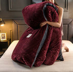 Fleece Dekbedovertrek met Ribbelstructuur Fluweelzacht en Warm Winterdekbedovertrek Los of met Kussenslopen voor Eenpersoons en Tweepersoons Bed