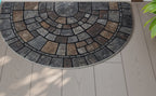 Halfronde Deurmat met Mozaïekprint in Natuursteenlook Antislip Mat voor Binnen en Buiten voor Voordeur | Balkon en Terras