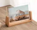 Acryl Fotolijst met Houten Voet Staande Fotolijst in U-vorm Moderne Fotohouder voor Foto of Kaart voor Bureau | Kast en Nachtkastje