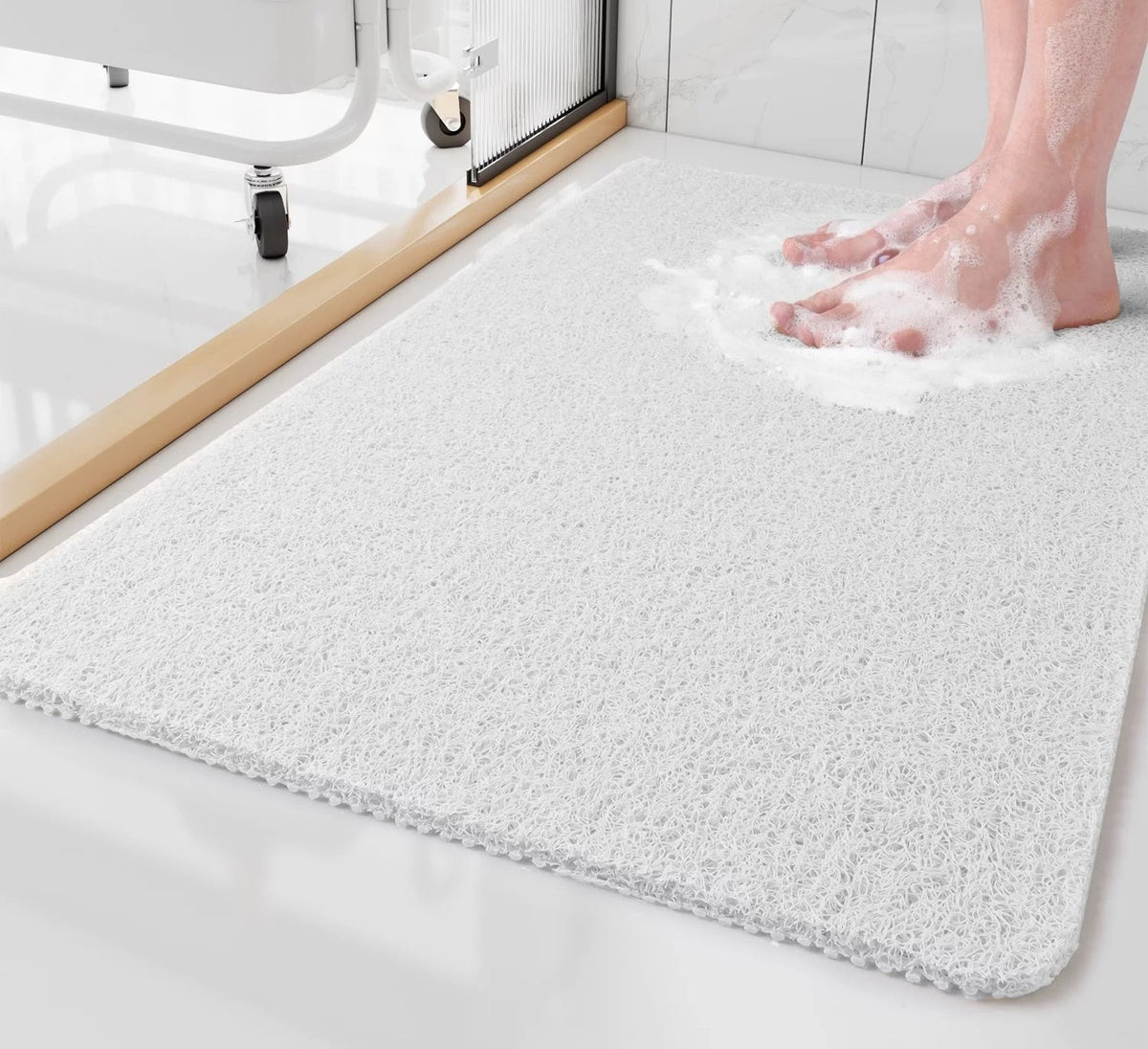 Antislip Douchemat op Maat te Knippen | Zachte Badmat met Snelle Waterafvoer | Machinewasbare Badkamermat voor Douche en Bad