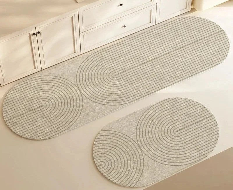 Antislip Keukenmat Absorberend | Keukenloper met Modern Lijnenpatroon voor Aanrecht en Kookeiland | Slijtvaste Mat voor Keuken