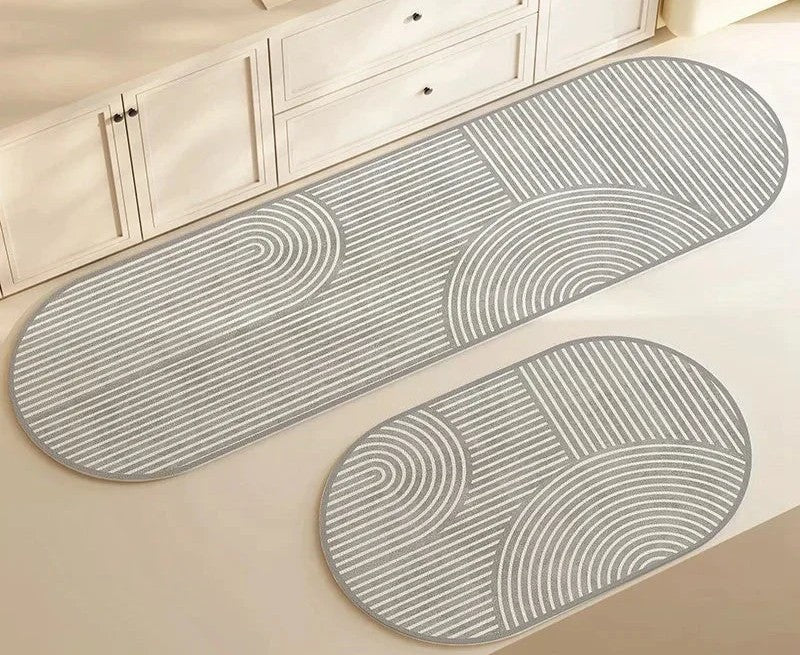 Antislip Keukenmat Absorberend | Keukenloper met Modern Lijnenpatroon voor Aanrecht en Kookeiland | Slijtvaste Mat voor Keuken