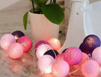 Katoenen Ballen Lichtslinger LED | Cotton Ball Lichtsnoer op USB of Batterijen met Warm Licht voor Slaapkamer | Kinderkamer en Woonkamer