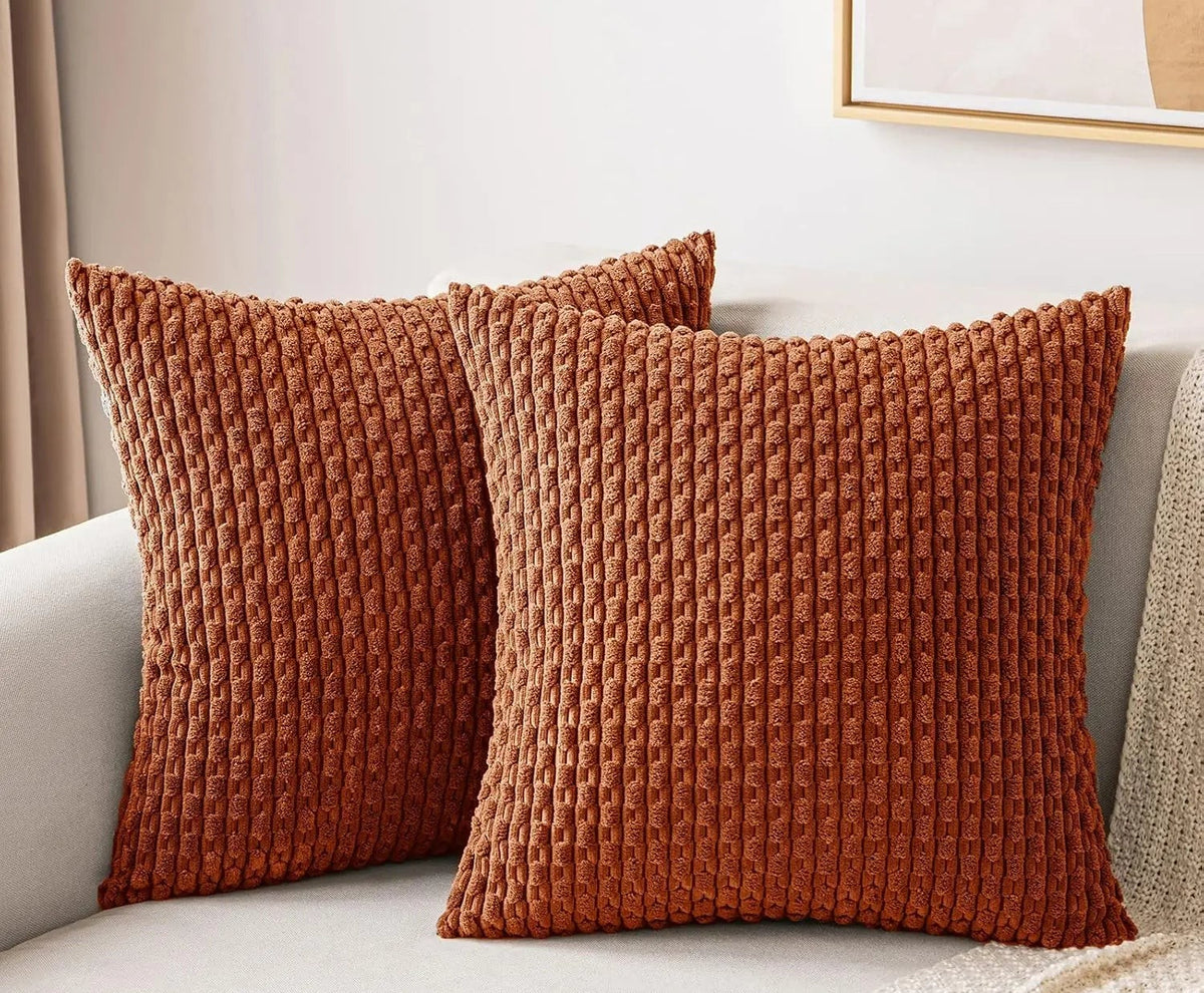 Ribfluwelen Kussenhoes met Rits Zachte Sierkussenhoes met Streepstructuur in Boho Stijl voor Bank | Bed en Fauteuil